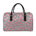 Pink Rose Zigzag Pattern Print Leather Duffel Bag