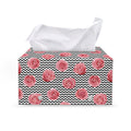 Pink Rose Zigzag Pattern Print Leather Tissue Box Cover