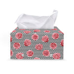 Pink Rose Zigzag Pattern Print Leather Tissue Box Cover