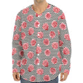 Pink Rose Zigzag Pattern Print Long Sleeve Baseball Jersey