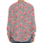 Pink Rose Zigzag Pattern Print Long Sleeve Baseball Jersey