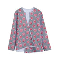 Pink Rose Zigzag Pattern Print Long Sleeve Short Coat