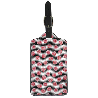 Pink Rose Zigzag Pattern Print Luggage Tag