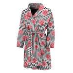 Pink Rose Zigzag Pattern Print Men's Bathrobe