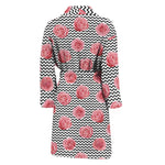 Pink Rose Zigzag Pattern Print Men's Bathrobe