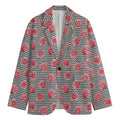 Pink Rose Zigzag Pattern Print Men's Blazer