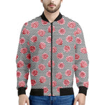 Pink Rose Zigzag Pattern Print Men's Bomber Jacket