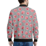 Pink Rose Zigzag Pattern Print Men's Bomber Jacket