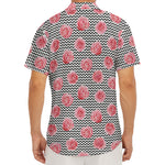 Pink Rose Zigzag Pattern Print Men's Deep V-Neck Shirt