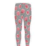 Pink Rose Zigzag Pattern Print Men's leggings
