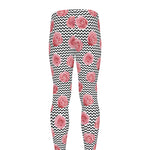 Pink Rose Zigzag Pattern Print Men's leggings