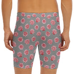 Pink Rose Zigzag Pattern Print Men's Long Boxer Briefs