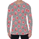 Pink Rose Zigzag Pattern Print Men's Long Sleeve T-Shirt