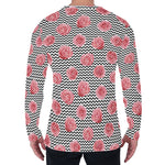 Pink Rose Zigzag Pattern Print Men's Long Sleeve T-Shirt