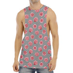 Pink Rose Zigzag Pattern Print Men's Muscle Tank Top