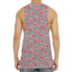 Pink Rose Zigzag Pattern Print Men's Muscle Tank Top