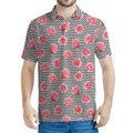 Pink Rose Zigzag Pattern Print Men's Polo Shirt