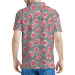 Pink Rose Zigzag Pattern Print Men's Polo Shirt