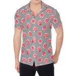 Pink Rose Zigzag Pattern Print Men's Shirt