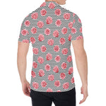 Pink Rose Zigzag Pattern Print Men's Shirt
