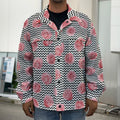 Pink Rose Zigzag Pattern Print Men's Shirt Jacket