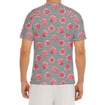 Pink Rose Zigzag Pattern Print Men's Short Sleeve Rash Guard
