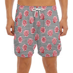 Pink Rose Zigzag Pattern Print Men's Split Running Shorts