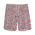 Pink Rose Zigzag Pattern Print Men's Athletic Shorts