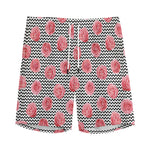 Pink Rose Zigzag Pattern Print Men's Sports Shorts