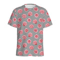 Pink Rose Zigzag Pattern Print Men's Athletic T-Shirt
