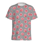 Pink Rose Zigzag Pattern Print Men's Sports T-Shirt