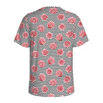 Pink Rose Zigzag Pattern Print Men's Sports T-Shirt