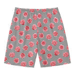 Pink Rose Zigzag Pattern Print Men's Swim Trunks