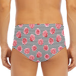Pink Rose Zigzag Pattern Print Men's Triangle Swim Briefs