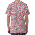 Pink Rose Zigzag Pattern Print Men's Velvet T-Shirt