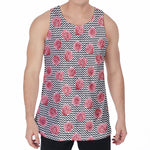 Pink Rose Zigzag Pattern Print Men's Velvet Tank Top
