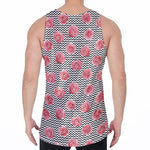 Pink Rose Zigzag Pattern Print Men's Velvet Tank Top