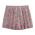Pink Rose Zigzag Pattern Print Mesh Shorts
