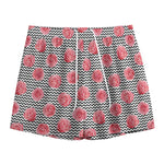 Pink Rose Zigzag Pattern Print Mesh Shorts