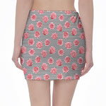 Pink Rose Zigzag Pattern Print Pencil Mini Skirt