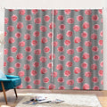 Pink Rose Zigzag Pattern Print Pencil Pleat Curtains