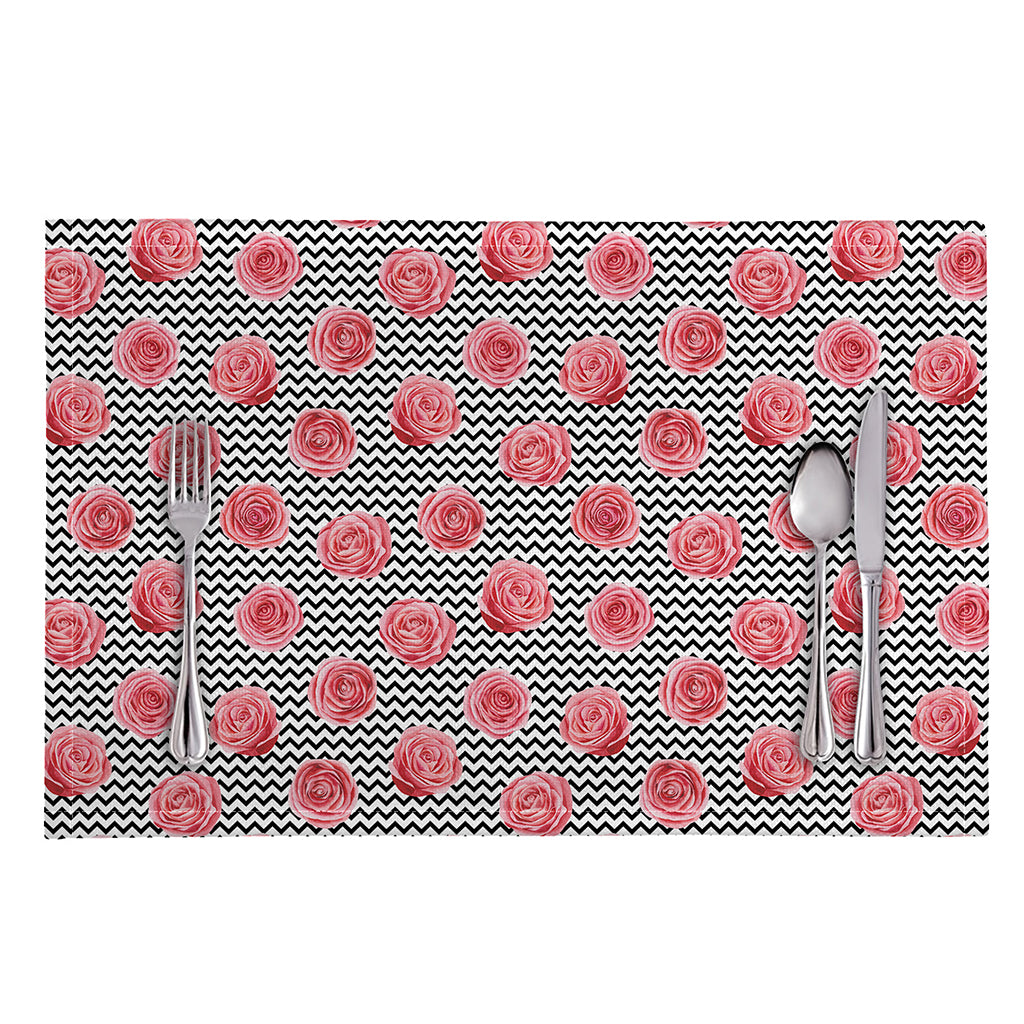 Pink Rose Zigzag Pattern Print Placemat