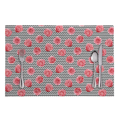 Pink Rose Zigzag Pattern Print Placemat