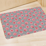 Pink Rose Zigzag Pattern Print Polyester Doormat