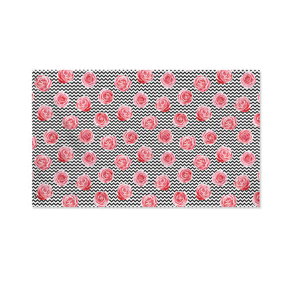 Pink Rose Zigzag Pattern Print Polyester Flag