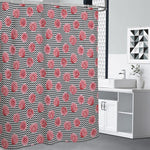 Pink Rose Zigzag Pattern Print Premium Shower Curtain