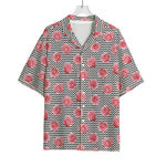 Pink Rose Zigzag Pattern Print Rayon Hawaiian Shirt