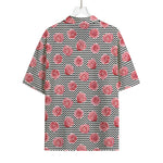 Pink Rose Zigzag Pattern Print Rayon Hawaiian Shirt