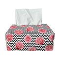 Pink Rose Zigzag Pattern Print Rectangle Tissue Box Cover