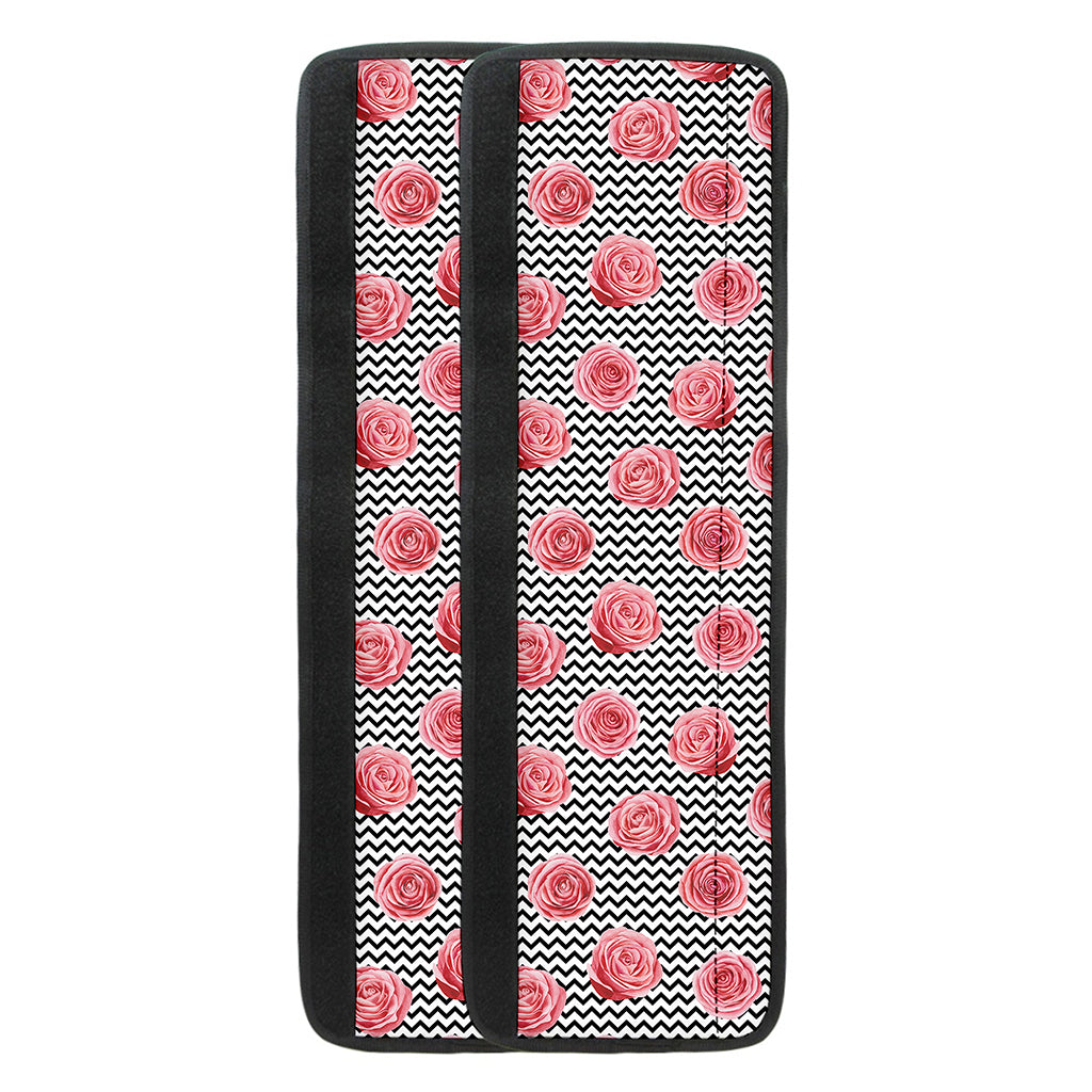 Pink Rose Zigzag Pattern Print Refrigerator Handle Covers